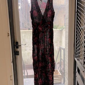 Black and Pink Floral Jumpsuit